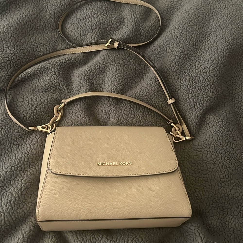 Michael Kors Sofia Small EW Saffiano Leather Satchel Crossbody - Bisque